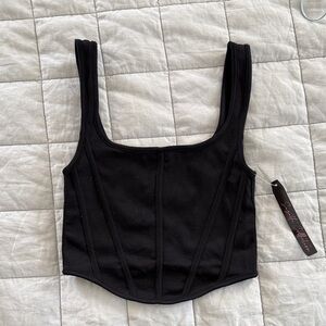 Black Square Neck corset style Crop Top